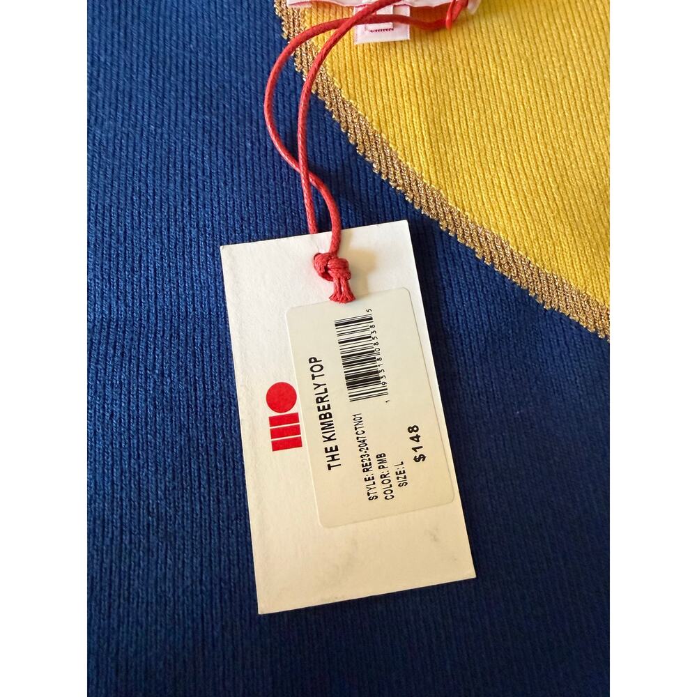 NWT Solid & Striped Kimberly Knit Crop Navy and Yellow Color Block Crop Sz. L - Picture 3 of 6